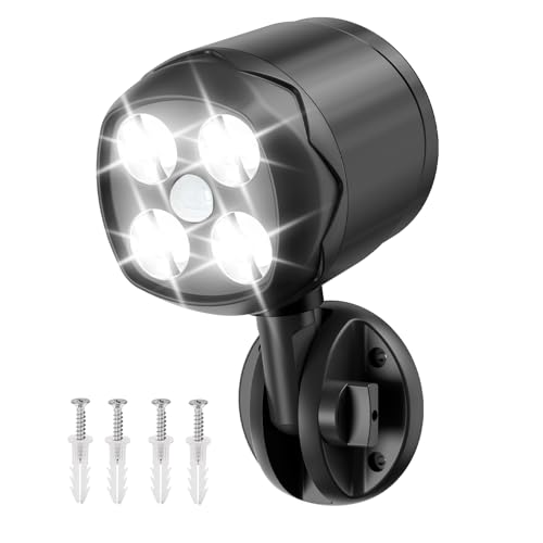 Ambaret Battery Operated Motion Outdoor Waterproof Lights 800 Lumen Ultra Bright Battery Powered Night Activation Security Spotlight for Porch Trash Can Stairs Garage (1 Pack)