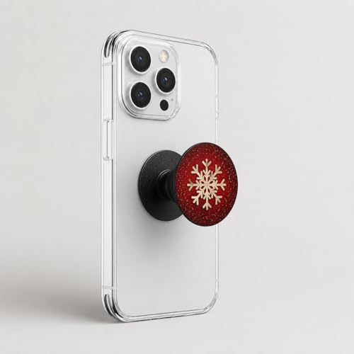 Image of Phone Case Holder | Expanding Kickstand, Mobile Phone Hold Grip for iPhone, Samsung, OnePlus & All Smartphones - Mandala (Red)