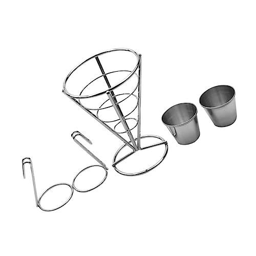 Cabilock Set Iron Art French Fry Stand Cone Baskets Car French Fries Cup Restaurant Serving