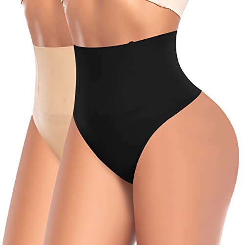 Image of Werena Tummy Control Thong Shapewear for Women High Waist Shaping Underwear Seamless Thongs Panties