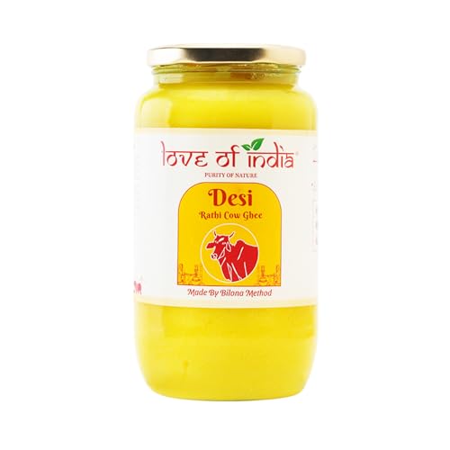 Image of Love of India A2 Ghee 1 Litre | Rathi Cow Bilona Ghee | Extracted From Fresh Curd-Churned Cow Milk | Pure Desi Ghee for Everyday Use, Cooking, Tadkas & Puja