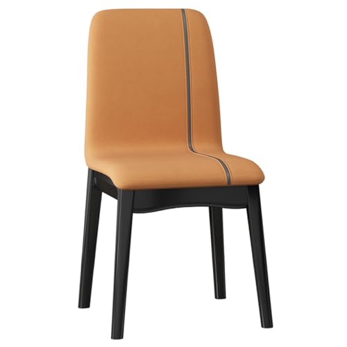 Silla de Comedor Moderna Azul de Mediados de Siglo, tapizada en Cuero, sin Brazos y con Patas de Madera para Comedor, Cocina, Restaurante y Sala de Estar (Naranja).