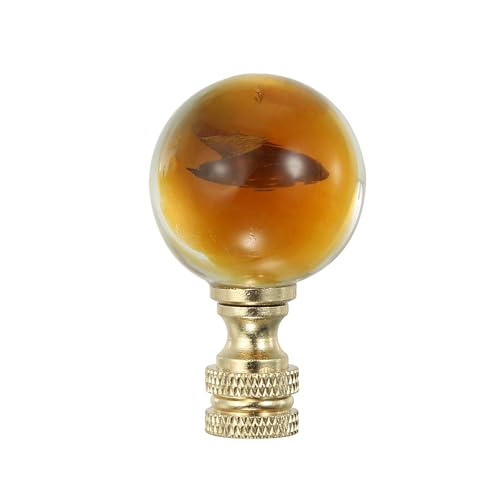 Image of PATIKIL 1 /4-27 Lamp Finial Cap for Lampshade Harp Top, Cap Nut Screw Cap Knob Clear Ball Shaped Crystal Round Lamp Shade Decoration for Table Floor Lamp, Gold Tone