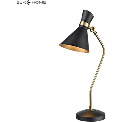 Elk Lighting D3806 Virtuoso Table Lamp In Matte, Black, New Aged Brass #TOP1