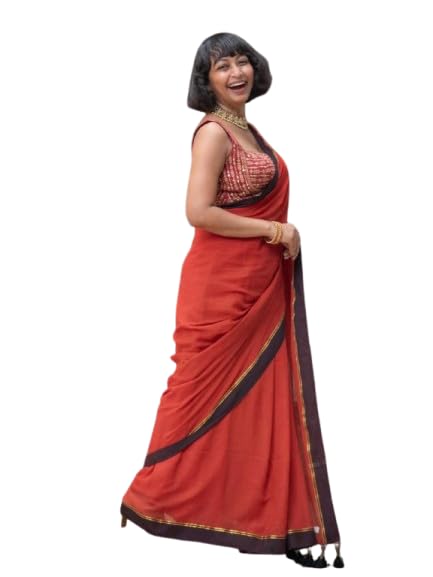 Image of Sudip callection Handloom Mul Cotton Saree for Women - Bottle Green with Pink Border Golden Zari Line & Tassel Pallu
