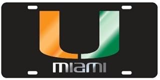 Miami Hurricanes Black Mirrored Auto License Plate Tag