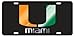 Miami Hurricanes Black Mirrored Auto License Plate Tag
