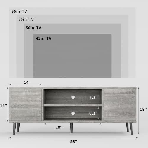 image for JUMMICO TV Stand for 65 Inch TV, Modern Entertainment Center with Stor
