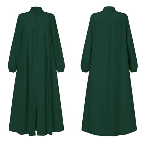 Image of Womens Abaya Muslim Long Sleeve Front Zipper Dress Prayer Islamic Clothes with Pockets