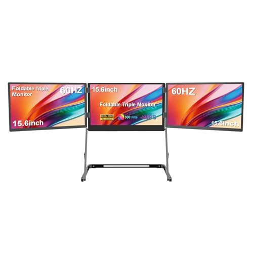 Image of VSDISPLAY 15.6'' Portable Triple Monitor for Laptop 3 Screens Quad Monitor | 1920x1080 IPS Laptop Screen Extender with Mini H /D /USB-C Interfaces,Compatible with Windows /Mac