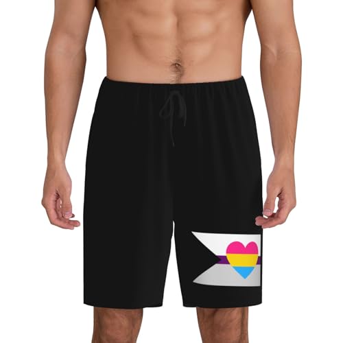 Panromantic Pride Flag Pajama Shorts for Men, Men's Pajama Bottoms, Sleepwear for Summer