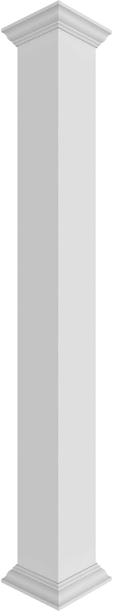 Ekena Millwork 6\\\"W x 6'H Premium Square Non-Tapered Smooth PVC Endura-Craft Column Wrap Kit, Crown Capital & Base 6\\\"W x 6'H Crown Capital & Crown Base