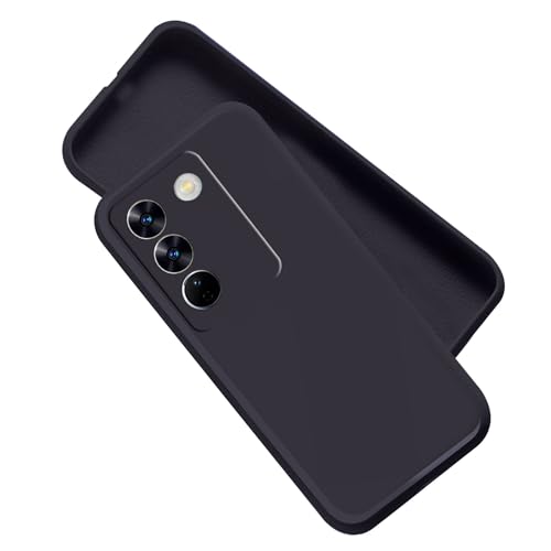 Image of A rtistque Liquid Silicone Back Cover Case for Vivo T3 5G Shockproof TPU Soft Flexible with Camera Protection - Black