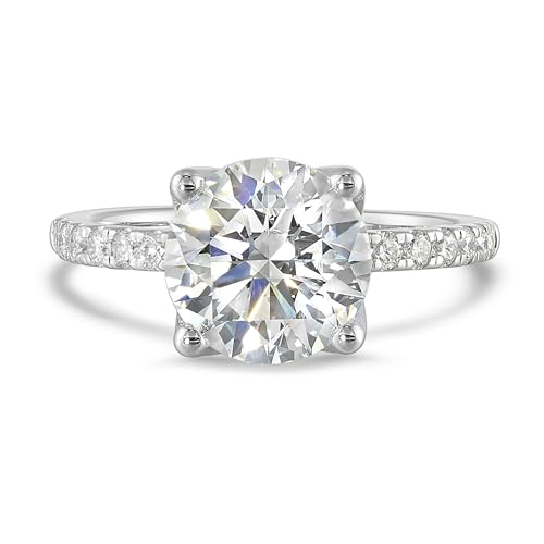 IGI Certified 1 1/4 to 3 1/3 Carat Lab Grown Diamond Engagement Ring for Women I 14k White Gold Ring for Her Side Stones (G-H VS1-VS2 cttw) Wedding Promise Anniversary Ring Size 6 to 8