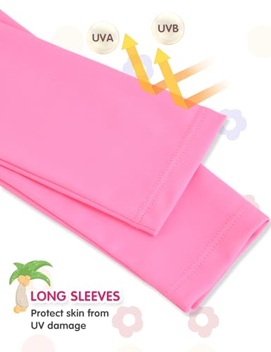 Image of Girls Rash Guard Swimsuit Two Piece Long Sleeve Bathing Suits