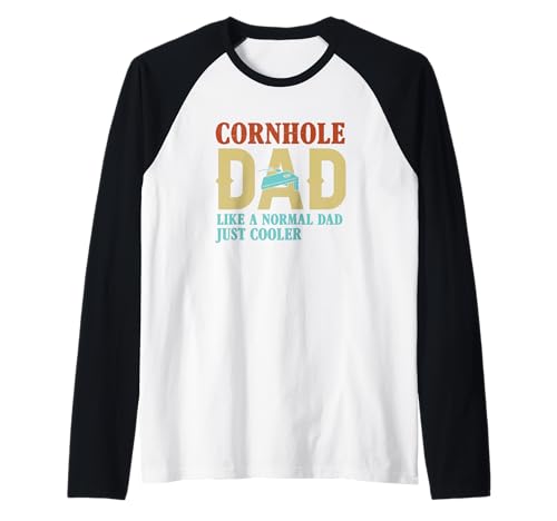 Hombre Divertido padre de Cornhole como un padre normal pero un padre más guay Camiseta Manga Raglan