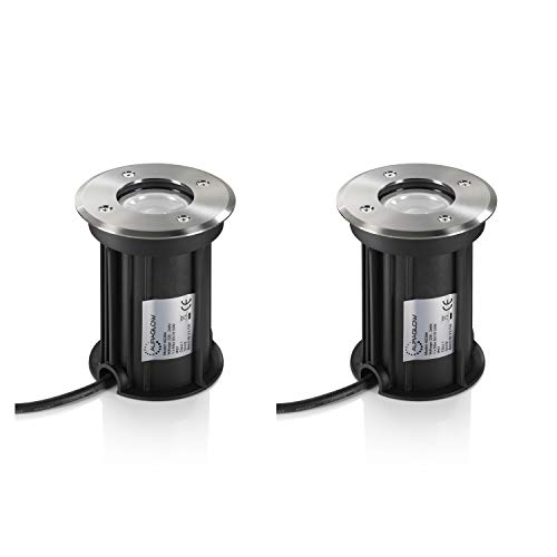 Auraglow Deep Recessed GU10 Holder Garden Ground Path Deck Light IP67 Driveway Outdoor Uplighter - Twin Pack