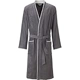 Egeria Nico graphit Herren Kimono Bademantel M 100% Baumwolle