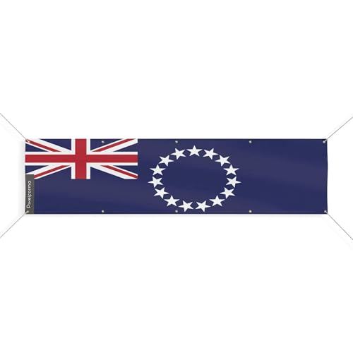 Grand drapeau des îles Cook XL 120x480cm pavillon vertical extérieur à 10 oeillets résistants