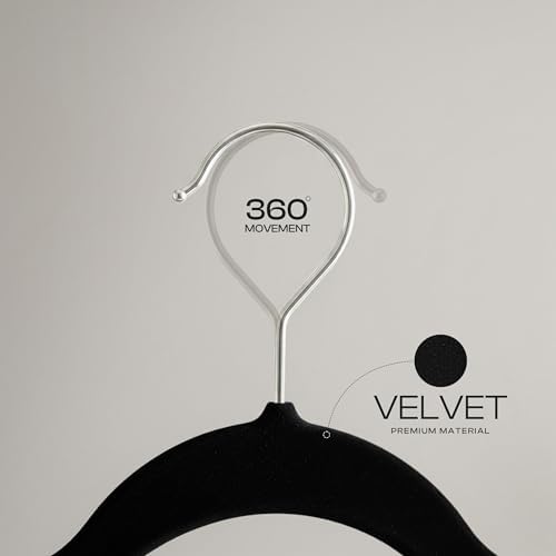 Utopia Home Velvet Hangers 50 Pack – Non-Slip Slim Black Hangers — view 2