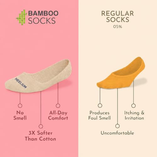 Image of HEELIUM Bamboo No Show Socks for Women | Odour Free & Breathable | 3X Softer than Cotton Socks | Low Cut Socks | Size (UK 3-7)