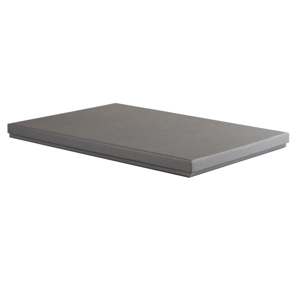 10 A4 Eco-friendly Luxury Rigid Presentation Gift Boxes, 315 x 220 x 20mm, Grey | Shallow Gift Box Suitable For Clothes, Books, Stationery & More | 2-Piece Design, Recyclable, Kraft Paper