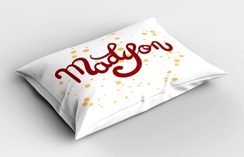 Ambesonne Madison Pillow Sham Set of 2, Modern Calligraphy Design Hand Drawn Cursive Letters Common Girl Name Pattern, Quality Microfiber Bedding Item for All Seasons, 26