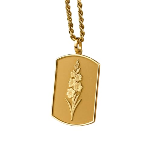 Collier fleur de naissance glaïeul en argent 925 plaqué or LKBEADS