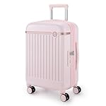 BAGSMART Carry On Luggage 22x14x9 Airline Approved with Spinner Wheels, Travel TSA Approved 100% PC Hard Shell Suitcases, 20 Inch Expandable Luggage with TSA Lock, Atlas Pink