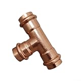 Kupfer-T-Stück, für Rohrverbindungen, Dichtungsring, kompatibel mit Kaltwasser, Klimaanlagen-Wärmepumpensystemen (2,5 cm)
