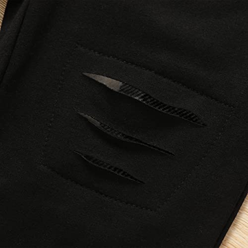 Grnshts Toddler Baby Boy Clothes Long Sleeve Tops Plaid Hoodie Sweatshirt + Sweatpants Little Boy Fall Winter Outfits Set(Black,4-5T) #TOP4