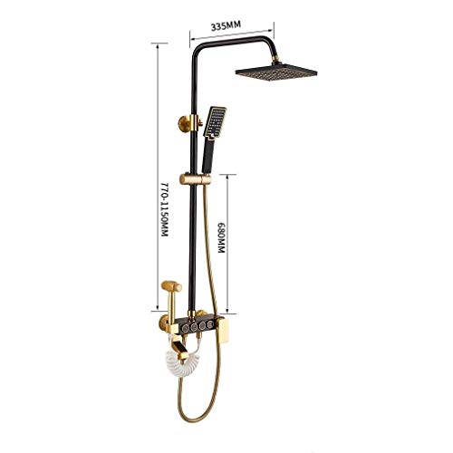 Kit douche rétro laiton complet avec barre réglable et douchette