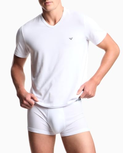 Emporio Armani Man's Core Logoband 2-Pack V Neck T-Shirt White M Regular, weiß/weiß, M – Ansicht 3