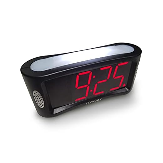 Travelwey Digital Alarm Clock - Outlet Powered, No Frills Simple Operation, Large Night Light, Alarm, Snooze, Full Range Brightness Dimmer, Big Red LED Digit Display, Black