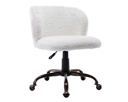 Super Big Clearance! Kmax Fur Desk Chair, Teens White Vanity Chair with Copper-Colored Base