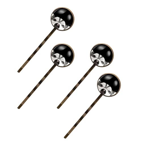 Accessoire cheveux husky de Sibérie pour fille et femme, lot de 4 pinces fond noir