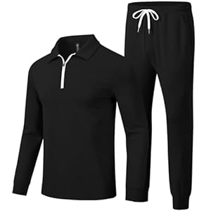 MoFiz Men’s Tracksuit 2 Piece Sweatsuit Track Suit 1/4 Zip Long Sleeve Tops Jogging Pants Casual Outfits For Men