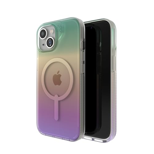 ZAGG Milan Snap, Graphen-verstärkte Hülle für iPhone 13, 14 and 15 [6.1-Inch], MagSafe kompatibel, kein Vergilben, stossfeste Abdeckung für die Rückseite (Irisierend)