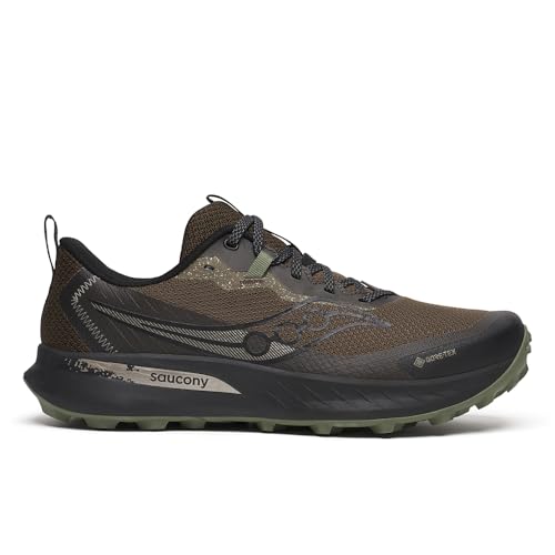 Saucony Peregrine 15 Gore-tex - Tenis impermeables para hombre, negro (Bark/Black), 44.5 EU