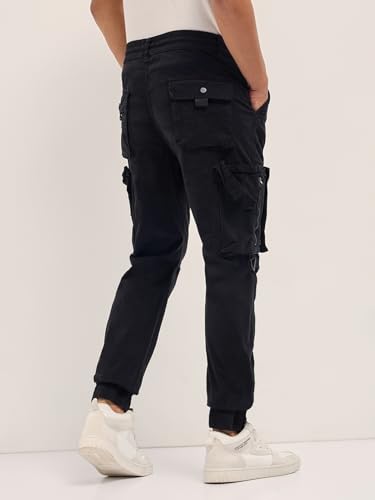 Image of Men's Green Solid Regular Fit Casual Cargo