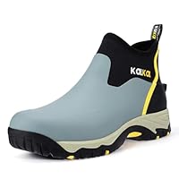 Kalkal Men's Rubber Boots, Waterproof Ankle Rain Boots, Insulated Working Booties with Comfortable Sports Sole, Outdoor Mud Boots for Yard Chore (Mineral Blue,Size11)
