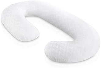 MALOUF Z Total Body C-Shape Pregnancy Wrap Around Ultra Supportive Sleeping Pillow, White