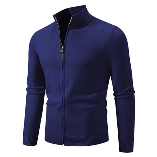 Men's Stand Collar Cardigan Solid Color Slim Fit Zipper Knitted Sweatercoat ，Men Long Sleeve Sweater Cardigan4