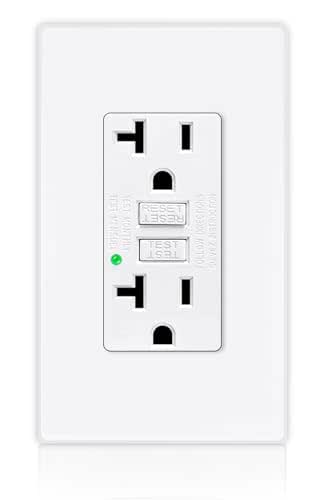 GFCI Outlet 20Amp Receptacle, No Tamper Resistant Outlet, Ground Fault