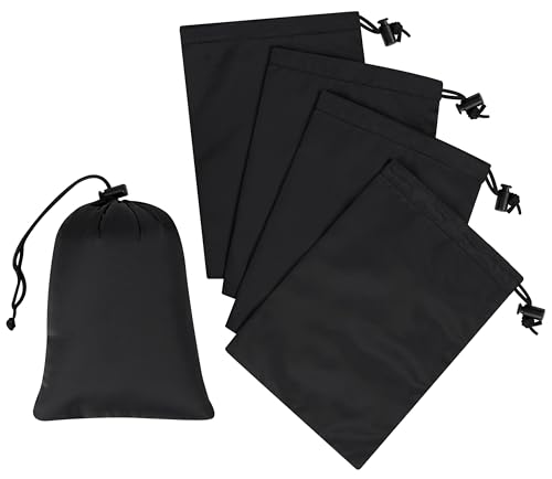 PALTERWEAR Drawstring Bag - UltraLight Nylon Cinch and Ditty Pouch Multi-Use (5 pack, Black, 5 x 7 inch)