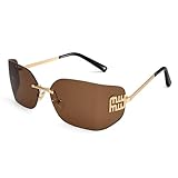 Dollger Y2K Rimless Sunglasses Women Retro Trendy Wrap Around Shield Frame Oversized...