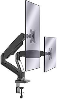 VonHaus - Dual Monitor Arm Full Motion for 17-32 Screens - Gas Spring Double Monitor Mount For Desk with Clamp and USB Port -180° Tilt, 360° Rotation & Twin 360° Swivel Arms - VESA up to 100mm