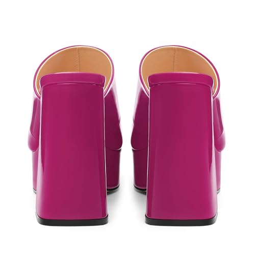 Image of Women Square Open Toe Platform Chunky Heel Slide Sandals