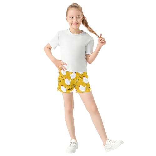 Girls Athletic Lounge Shorts Cartoon Chicken Print Cute Youth Pajama Sleep Summer Activewear Kids Clothes, X-Small2