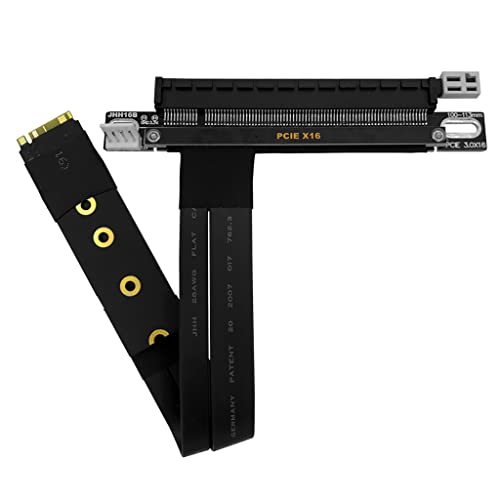 JMT M2 NVME Extension Cable M.2-m Key to PCIE X16 Adapter for External 1050ti Graphics Cards (25cm,180 Degree)